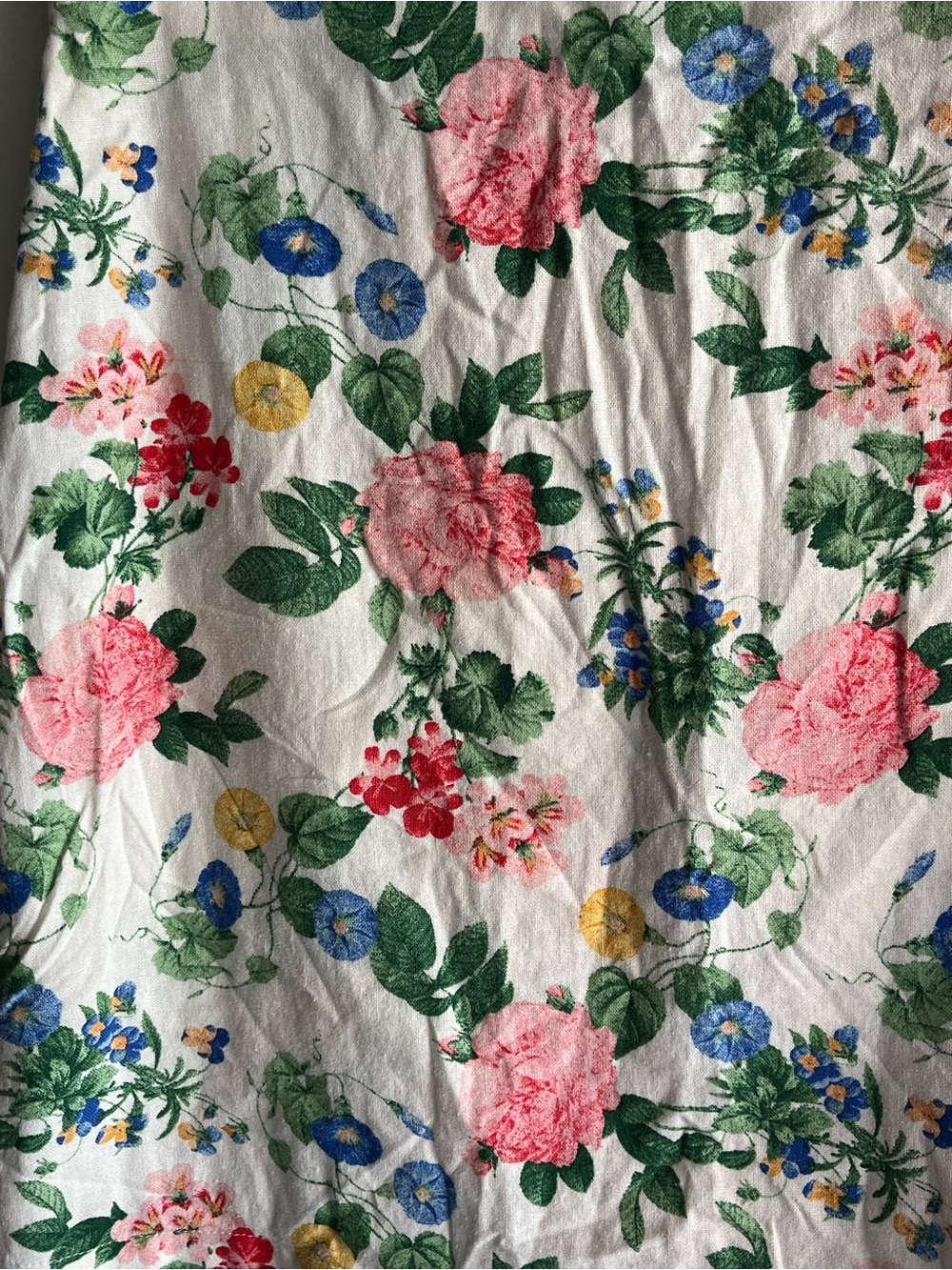 Old Navy White Linen Floral A-Line Skirt with Pink, Blue & Yellow Blooms Medium - Picture 2 of 4